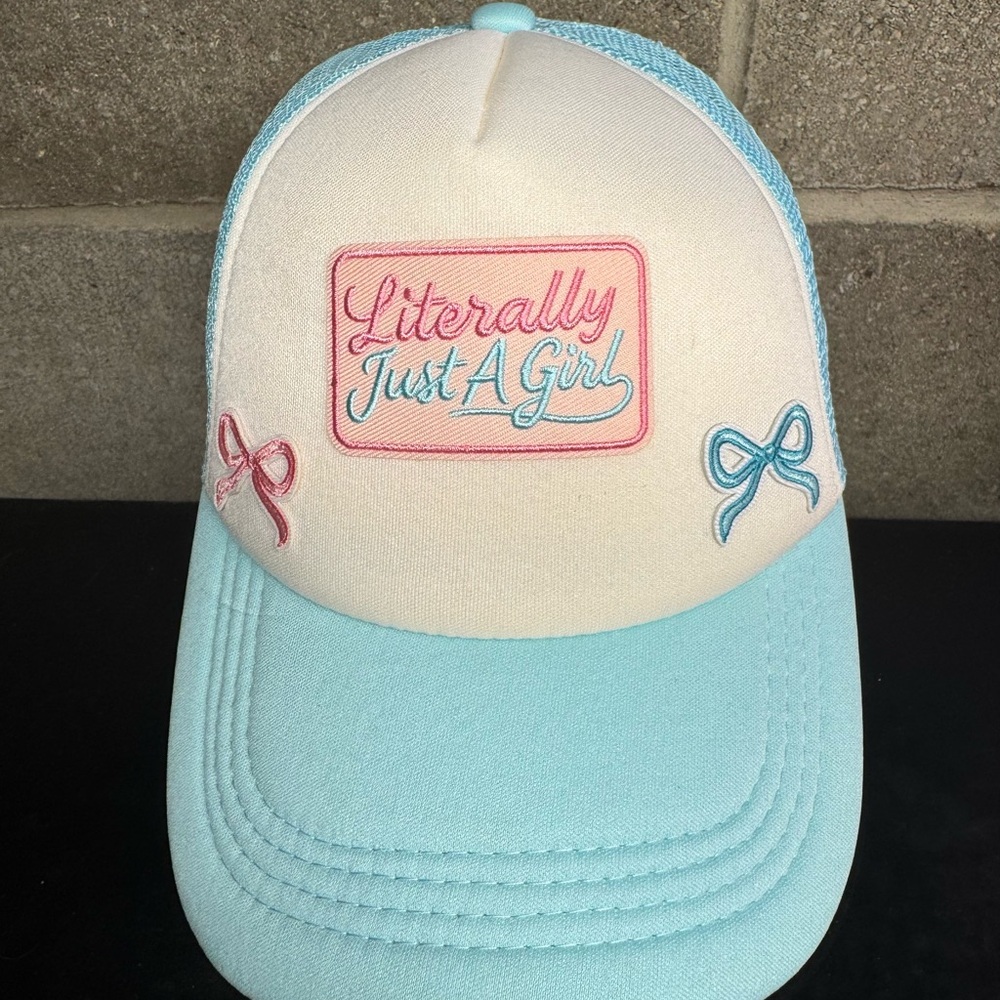 Literally Just A Girl Trucker Hat - Blue and Pink